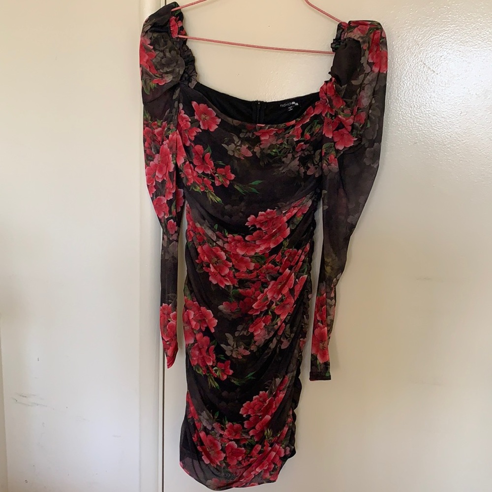 Not Your Rose Dress - Black/combo L by Fashion Nova